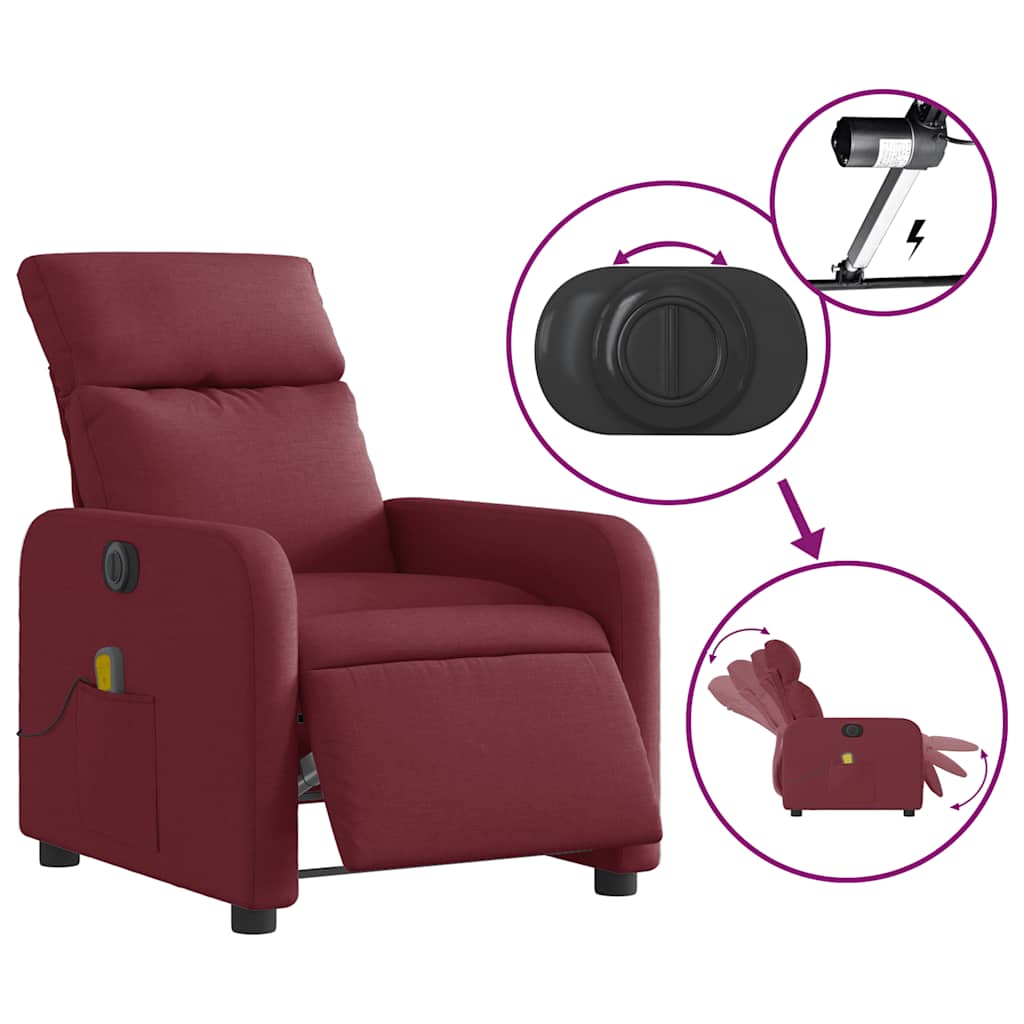 Fauteuil de massage inclinable électrique Rouge bordeaux Tissu - XIOS