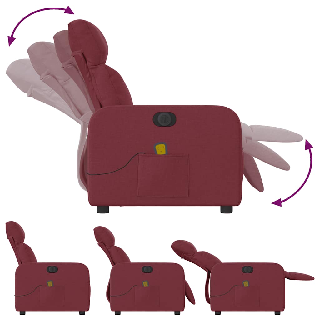 Fauteuil de massage inclinable électrique Rouge bordeaux Tissu - XIOS