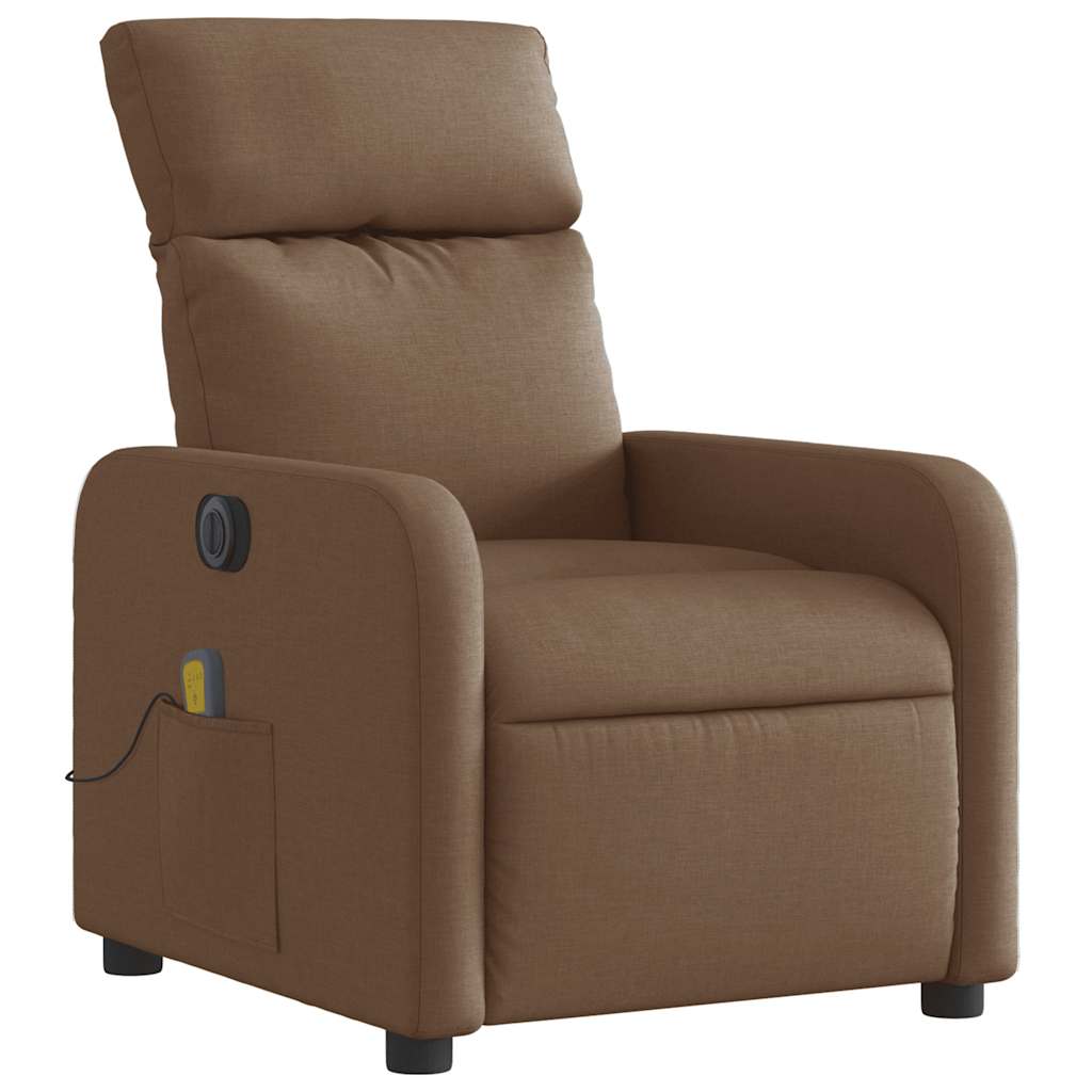 Fauteuil inclinable de massage électrique marron tissu - XIOS