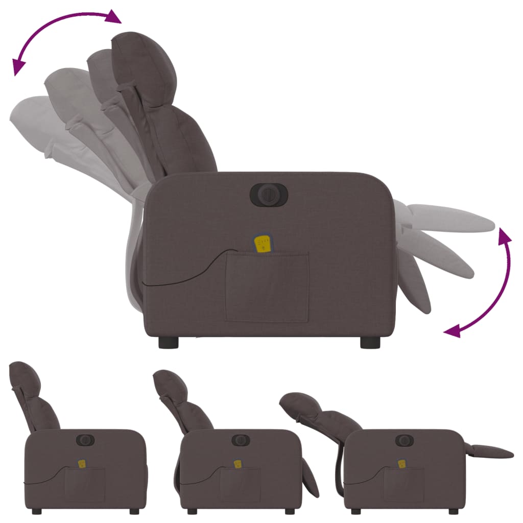 Fauteuil de massage inclinable électrique Marron foncé Tissu - XIOS