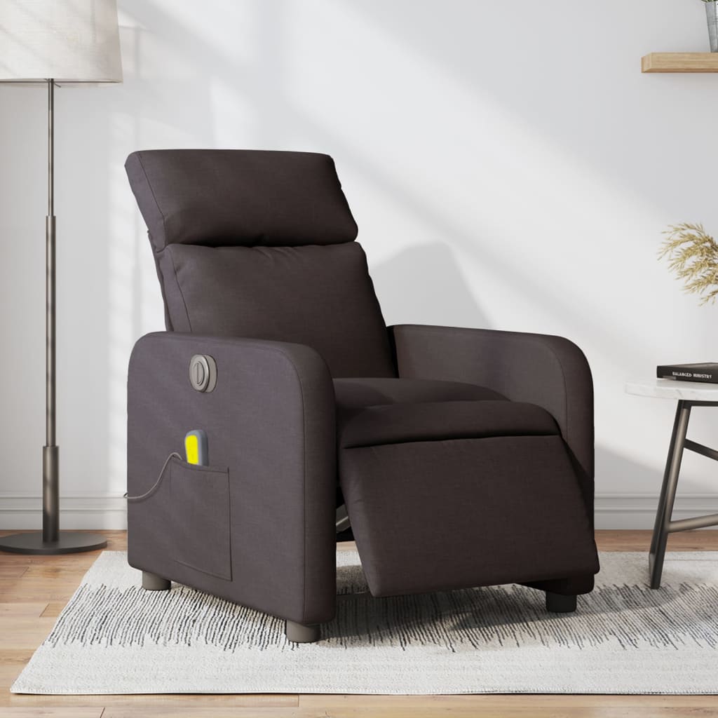 Fauteuil de massage inclinable électrique Marron foncé Tissu - XIOS