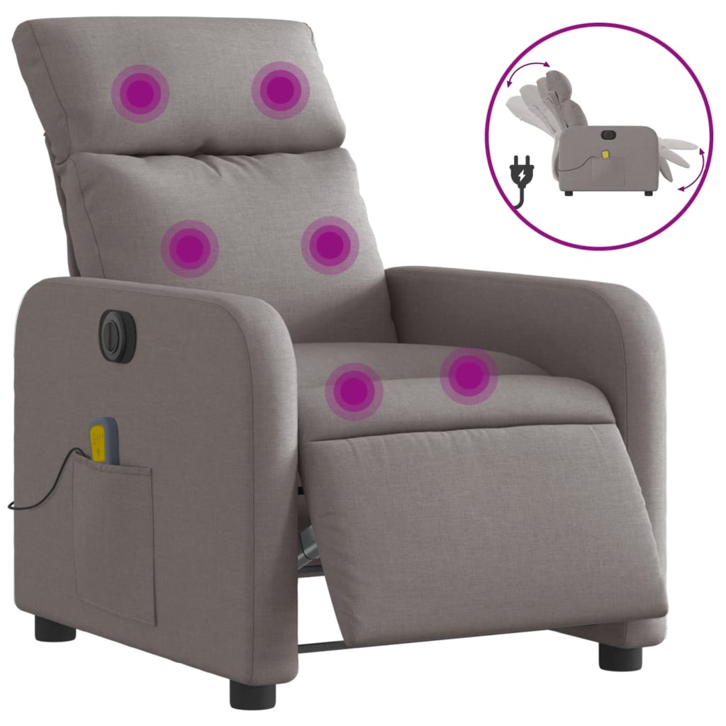 Fauteuil de massage inclinable électrique Taupe Tissu - XIOS