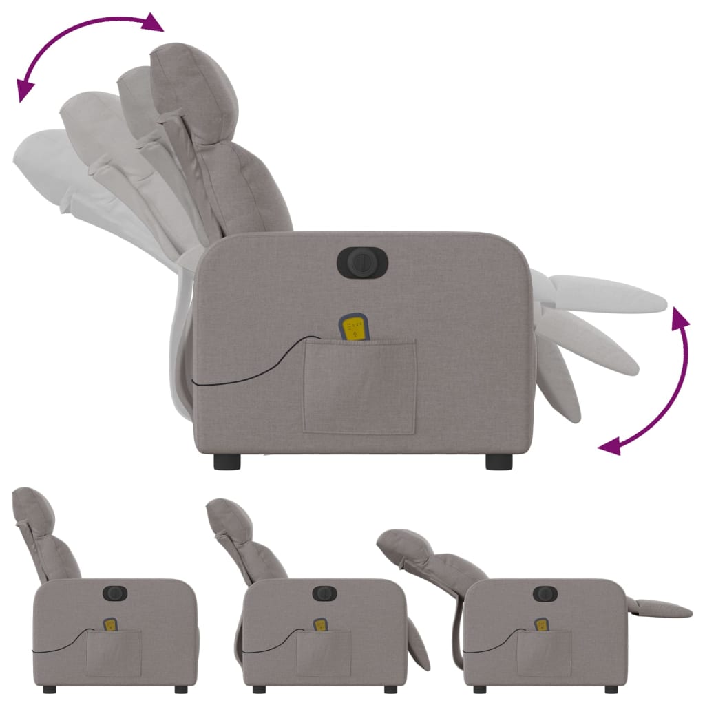 Fauteuil de massage inclinable électrique Taupe Tissu - XIOS