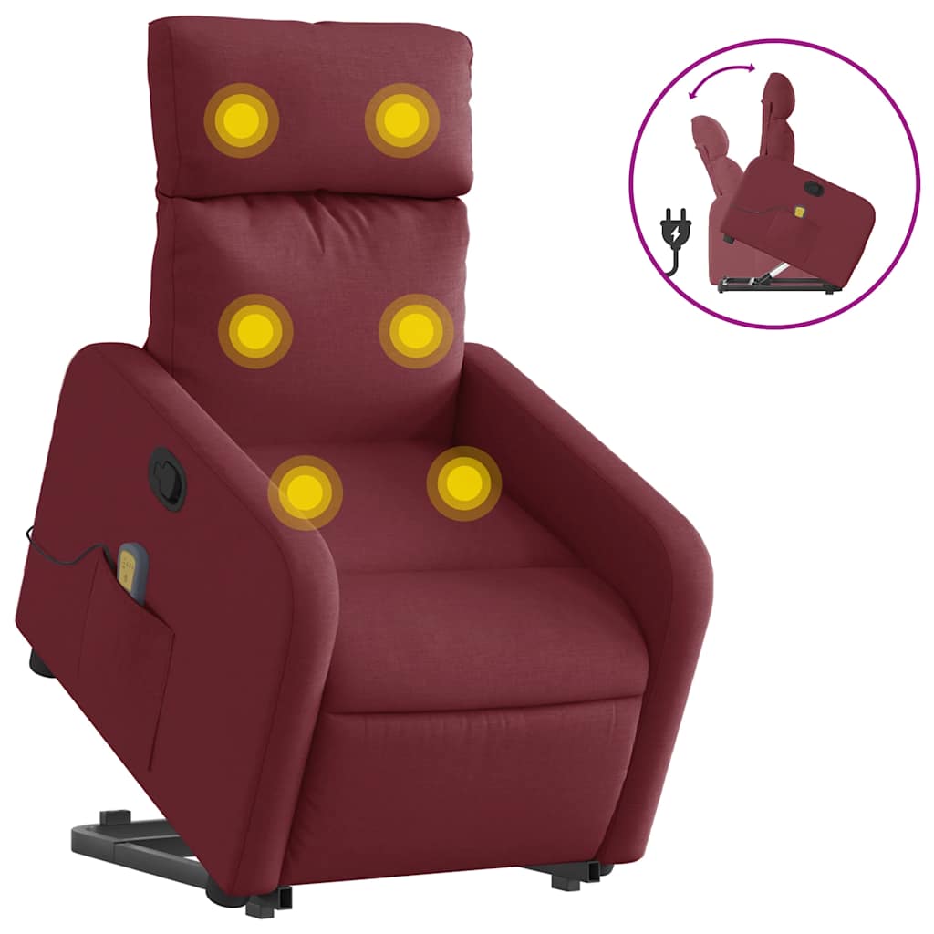 Fauteuil inclinable de massage Rouge bordeaux Tissu - XIOS