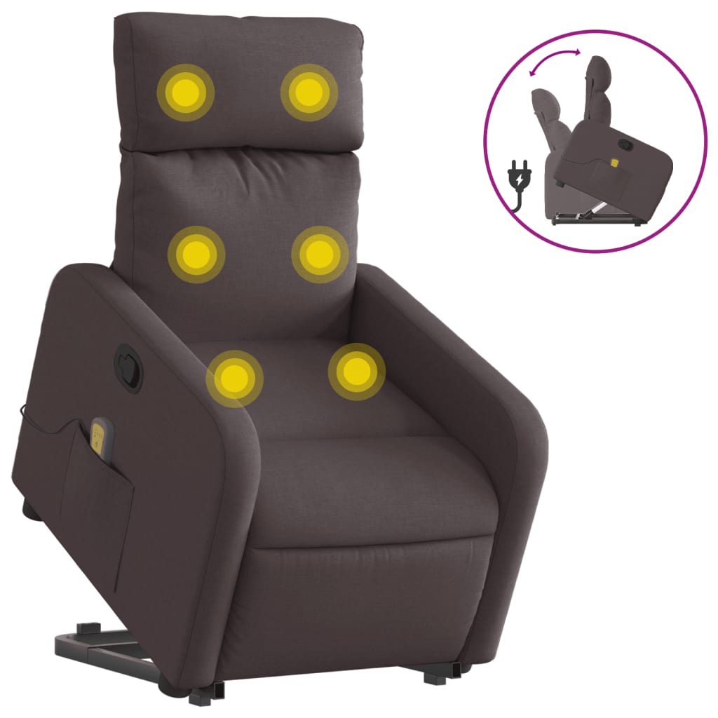 Fauteuil inclinable de massage Marron foncé Tissu - XIOS