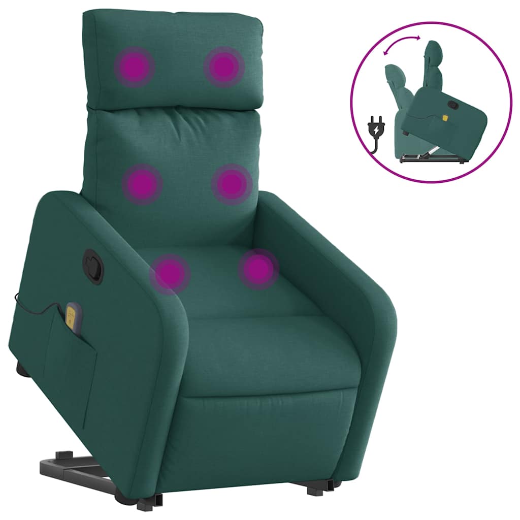 Fauteuil inclinable de massage Vert foncé Tissu - XIOS
