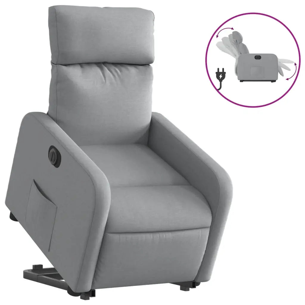 Fauteuil inclinable électrique gris clair tissu - XIOS