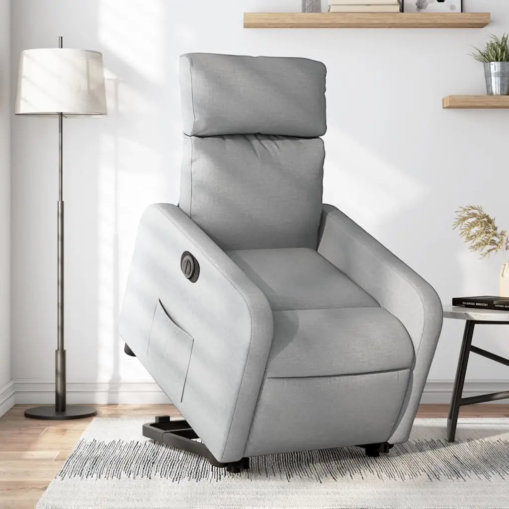 Fauteuil inclinable électrique gris clair tissu - XIOS