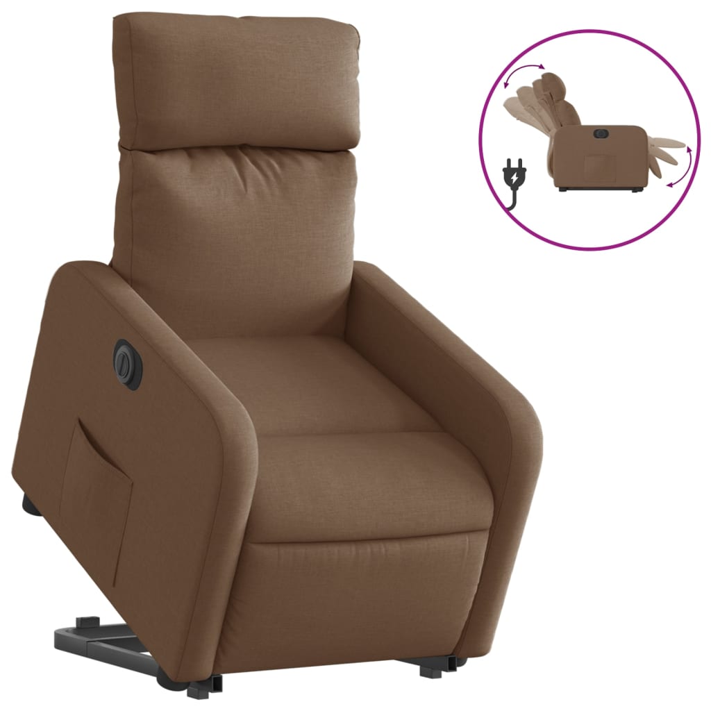 Fauteuil inclinable électrique marron tissu - XIOS