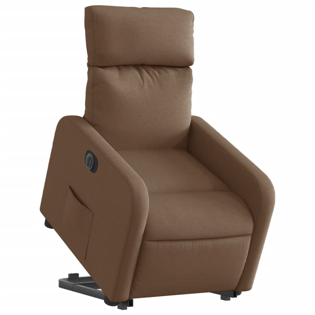 Fauteuil inclinable électrique marron tissu - XIOS