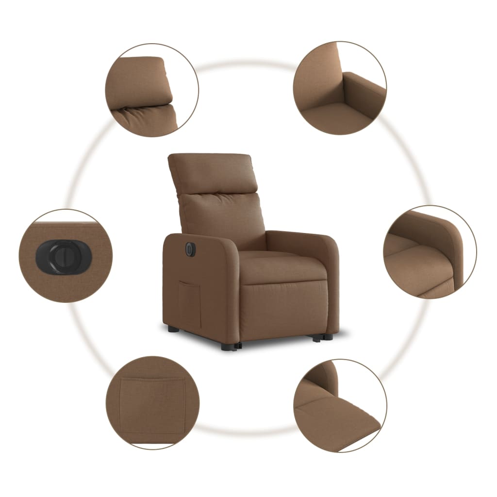 Fauteuil inclinable électrique marron tissu - XIOS