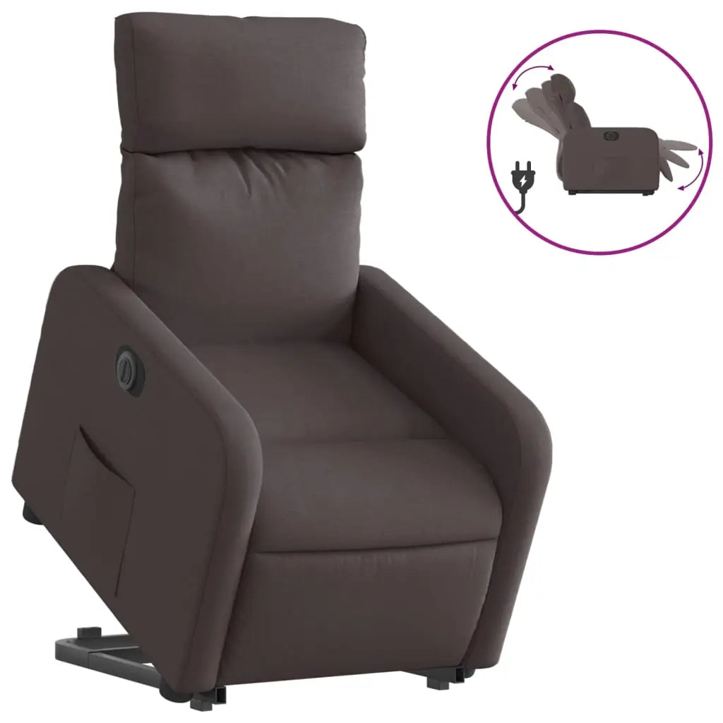 Fauteuil inclinable électrique marron foncé tissu - XIOS