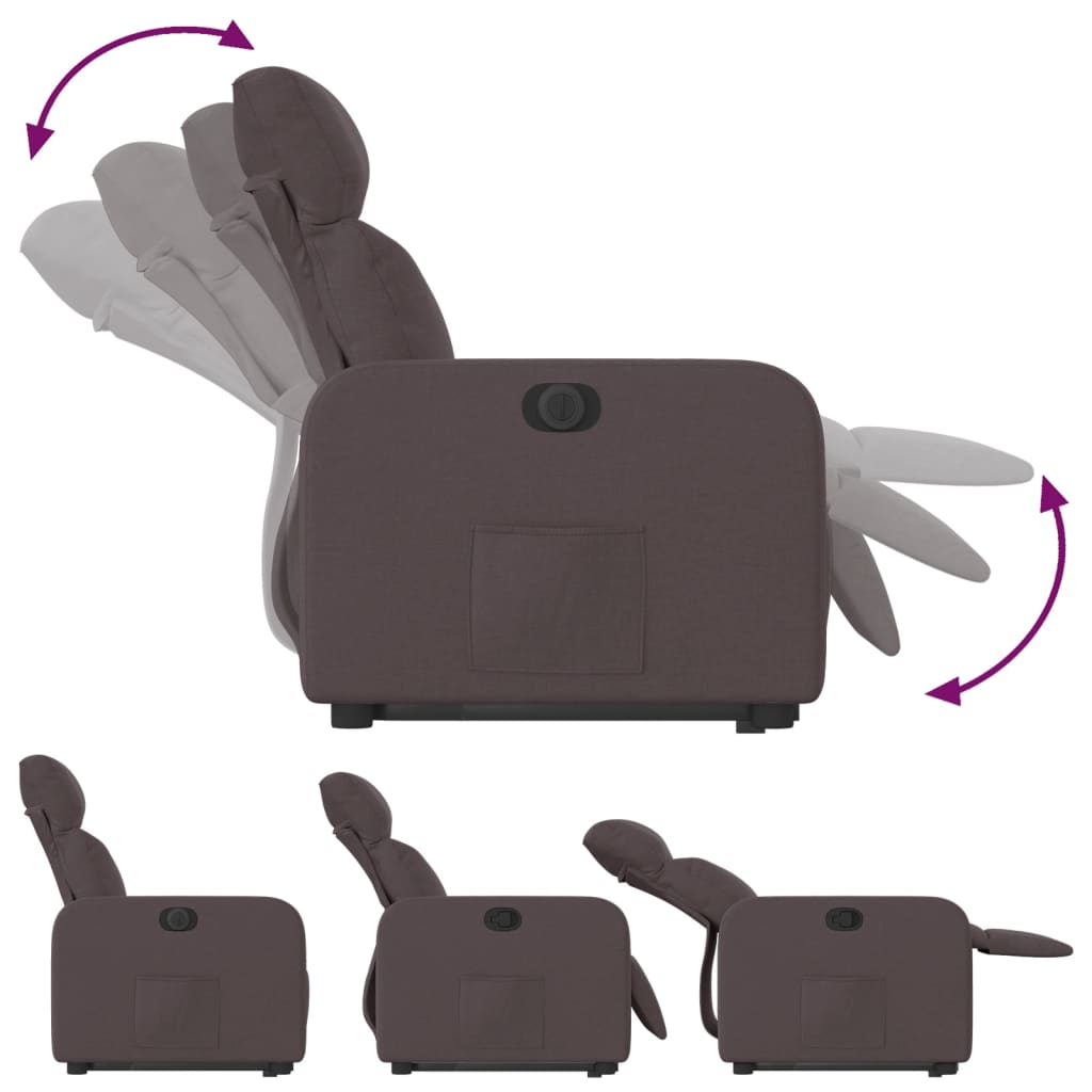 Fauteuil inclinable électrique marron foncé tissu - XIOS