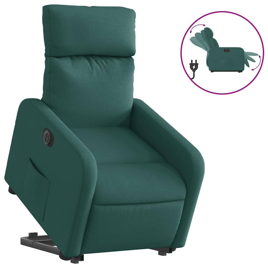 Fauteuil inclinable électrique vert foncé tissu - XIOS