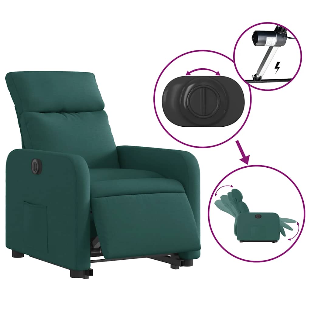 Fauteuil inclinable électrique vert foncé tissu - XIOS