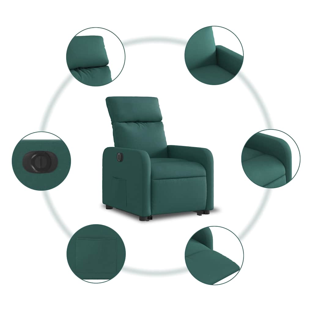 Fauteuil inclinable électrique vert foncé tissu - XIOS