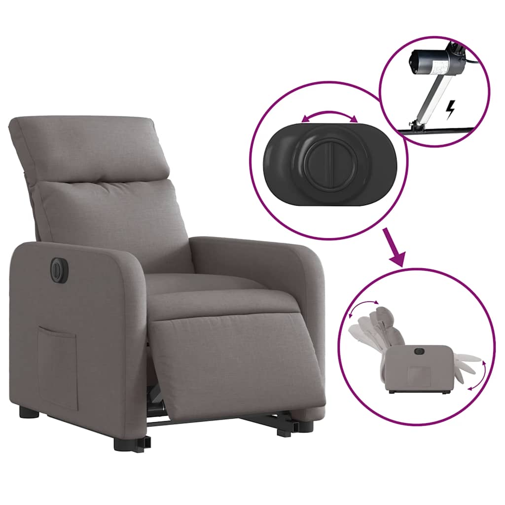 Fauteuil inclinable électrique taupe tissu - XIOS