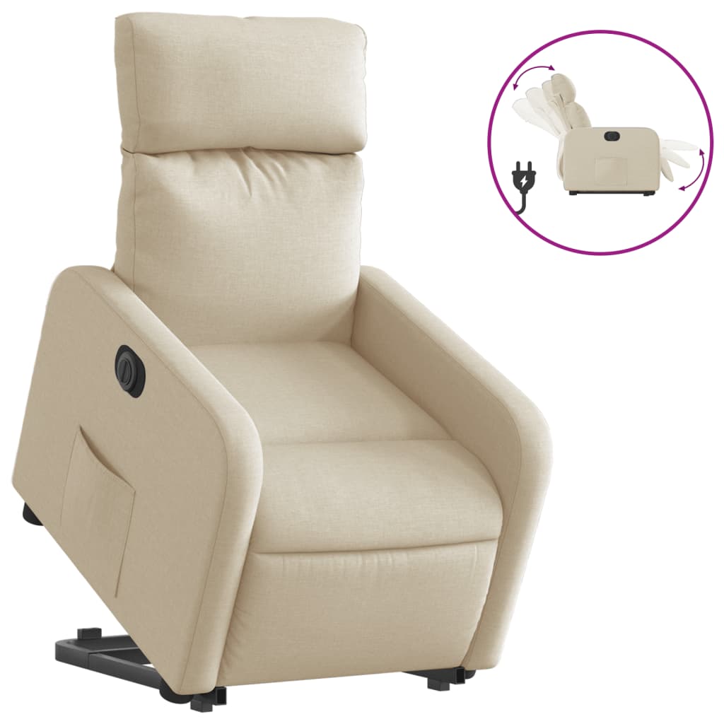 Fauteuil inclinable électrique crème tissu - XIOS