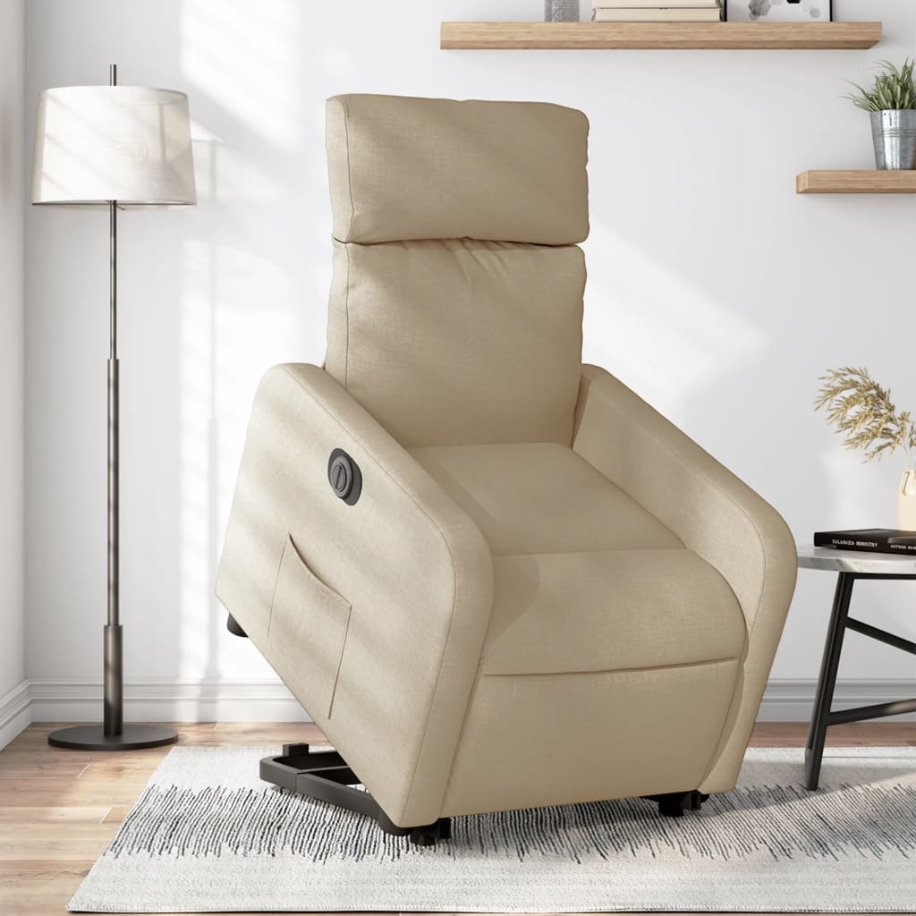 Fauteuil inclinable électrique crème tissu - XIOS