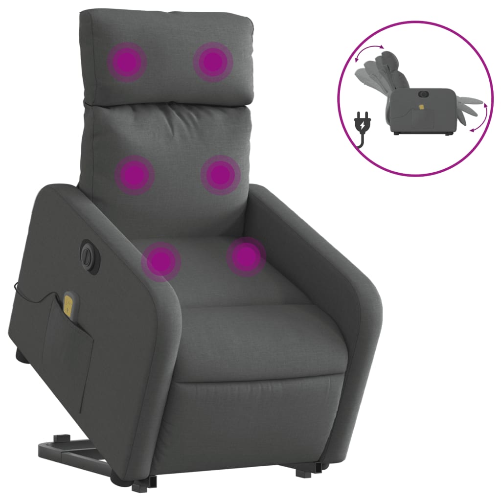 Fauteuil inclinable de massage électrique Gris foncé Tissu - XIOS