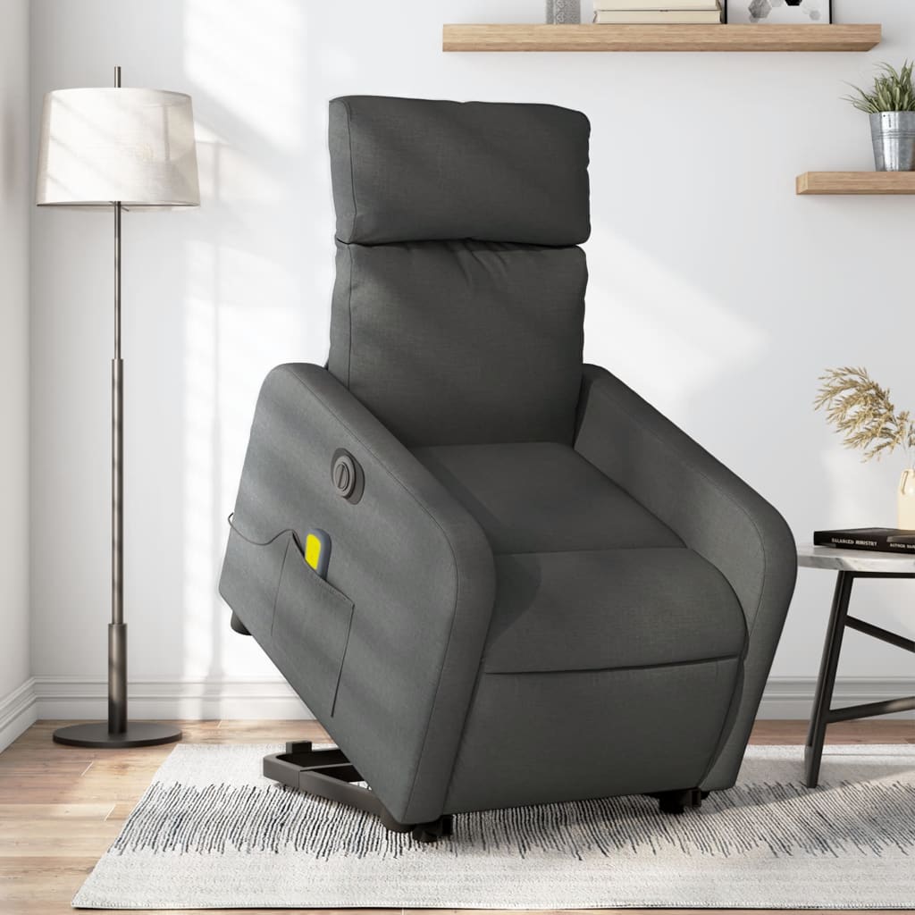 Fauteuil inclinable de massage électrique Gris foncé Tissu - XIOS
