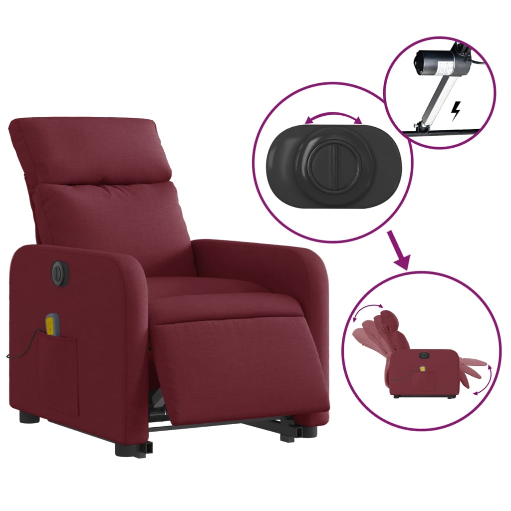 Fauteuil inclinable de massage électrique Rouge bordeaux Tissu - XIOS