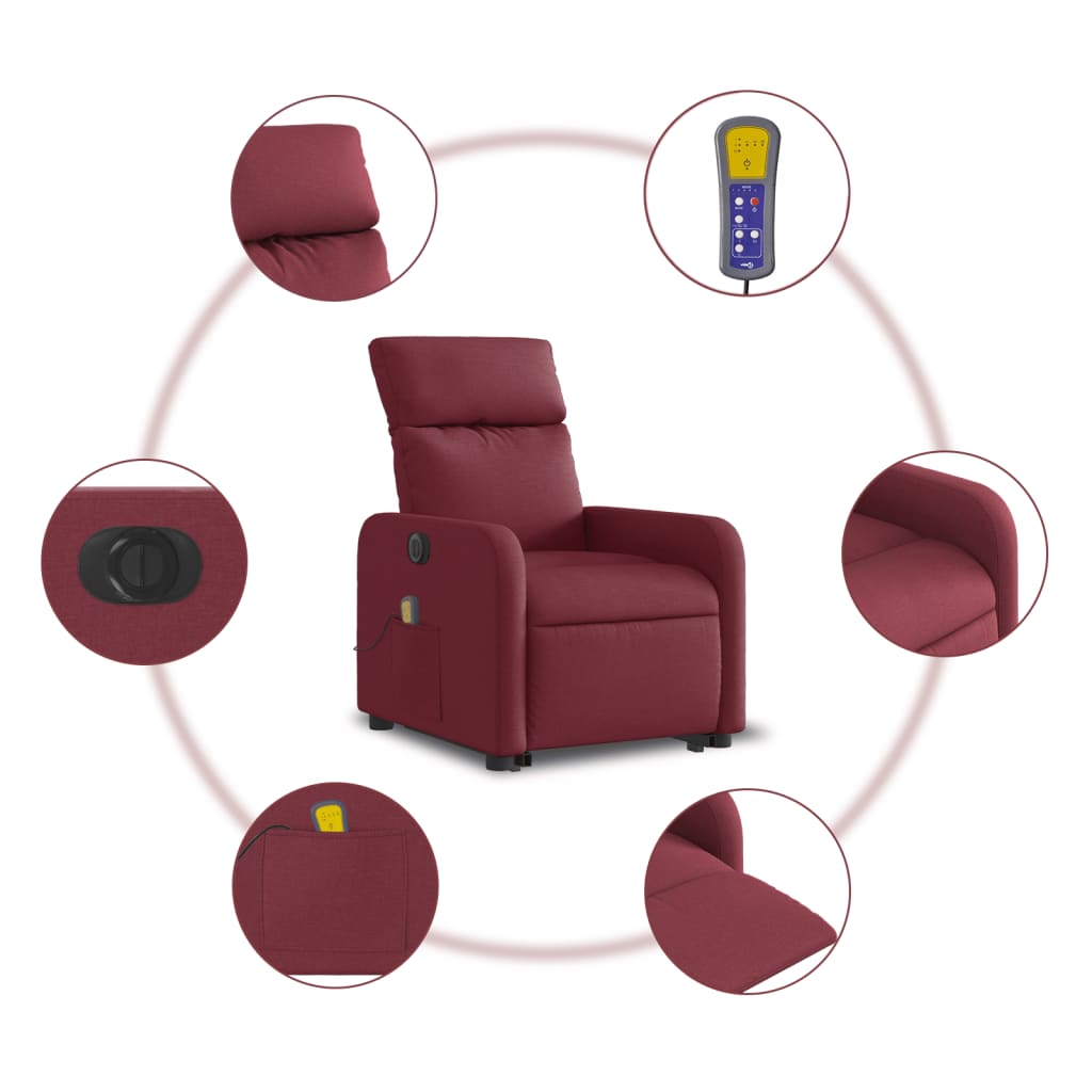 Fauteuil inclinable de massage électrique Rouge bordeaux Tissu - XIOS