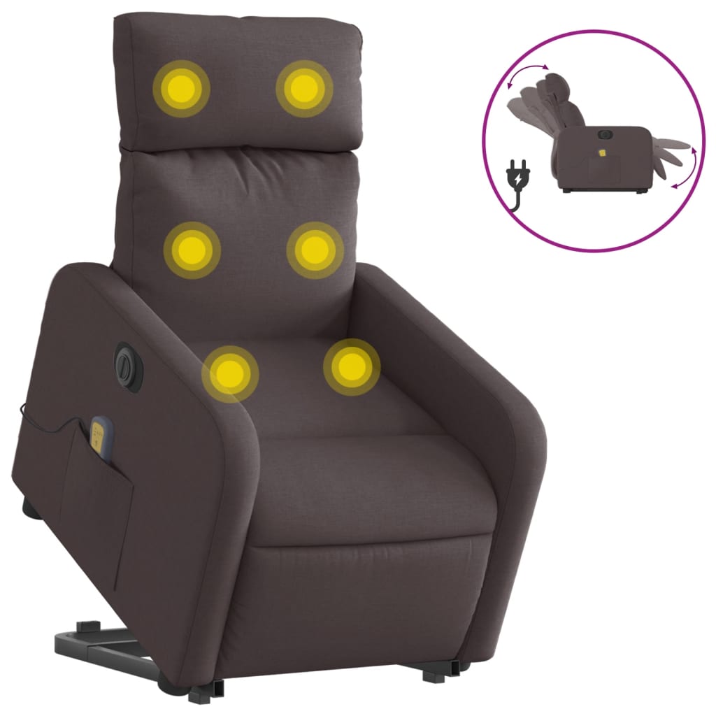 Fauteuil inclinable de massage électrique Marron foncé Tissu - XIOS
