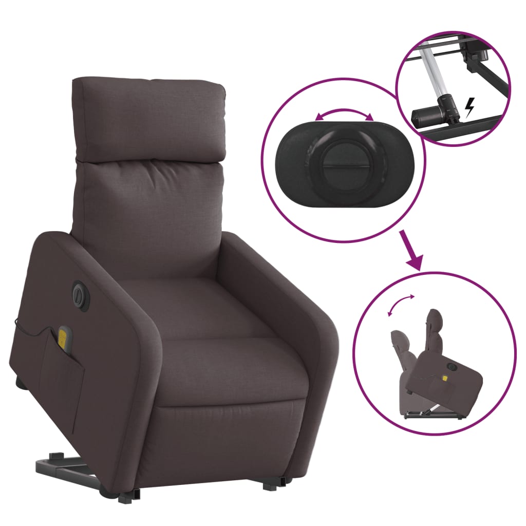 Fauteuil inclinable de massage électrique Marron foncé Tissu - XIOS
