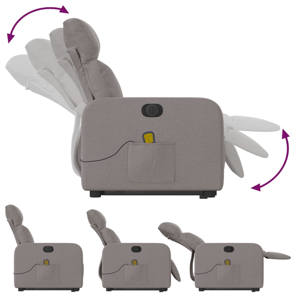 Fauteuil inclinable de massage électrique Taupe Tissu - XIOS