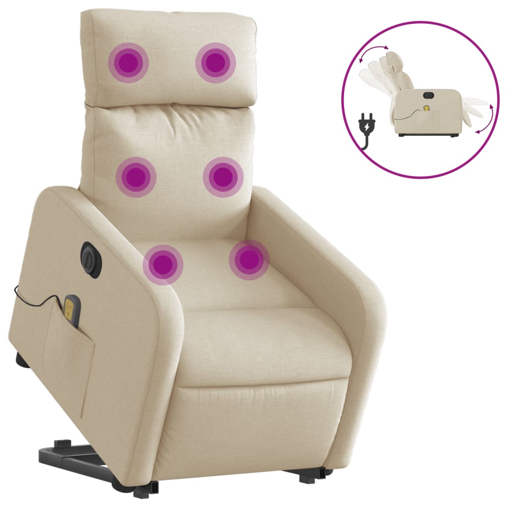 Fauteuil inclinable de massage électrique Crème Tissu - XIOS