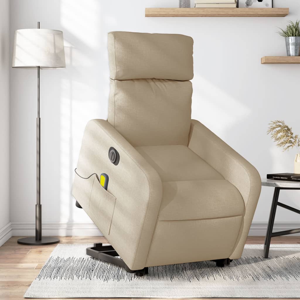 Fauteuil inclinable de massage électrique Crème Tissu - XIOS