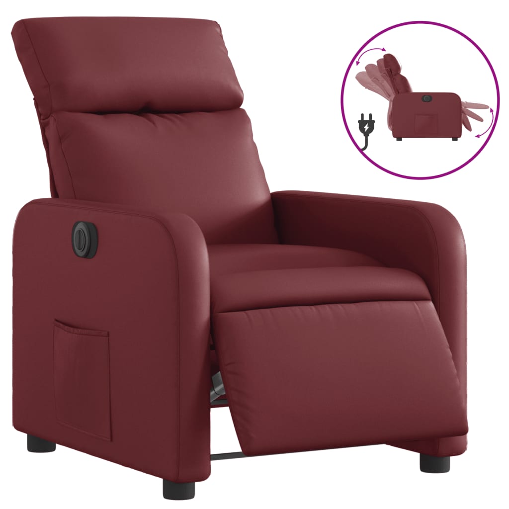 Fauteuil inclinable électrique Rouge bordeaux Similicuir - XIOS