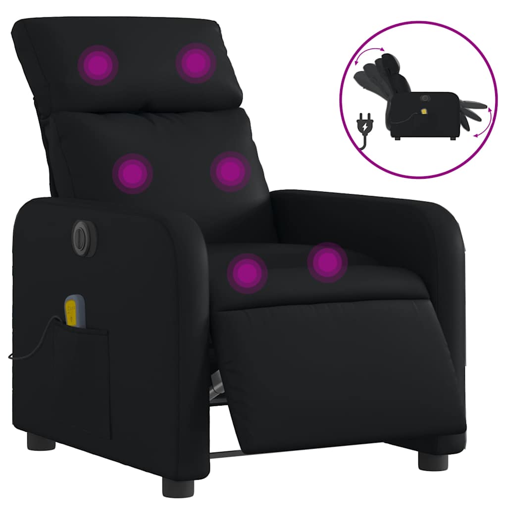 Fauteuil de massage inclinable électrique noir similicuir - XIOS