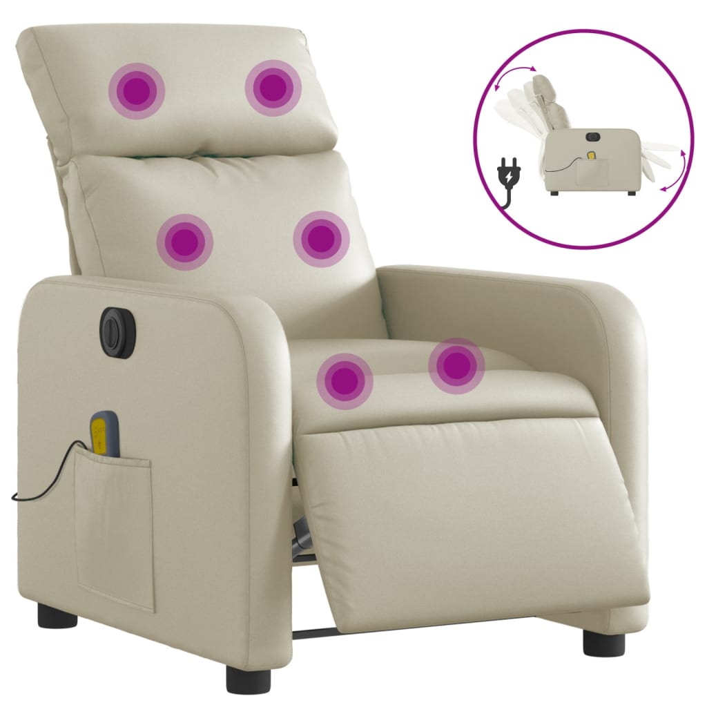 Fauteuil de massage inclinable électrique crème similicuir - XIOS