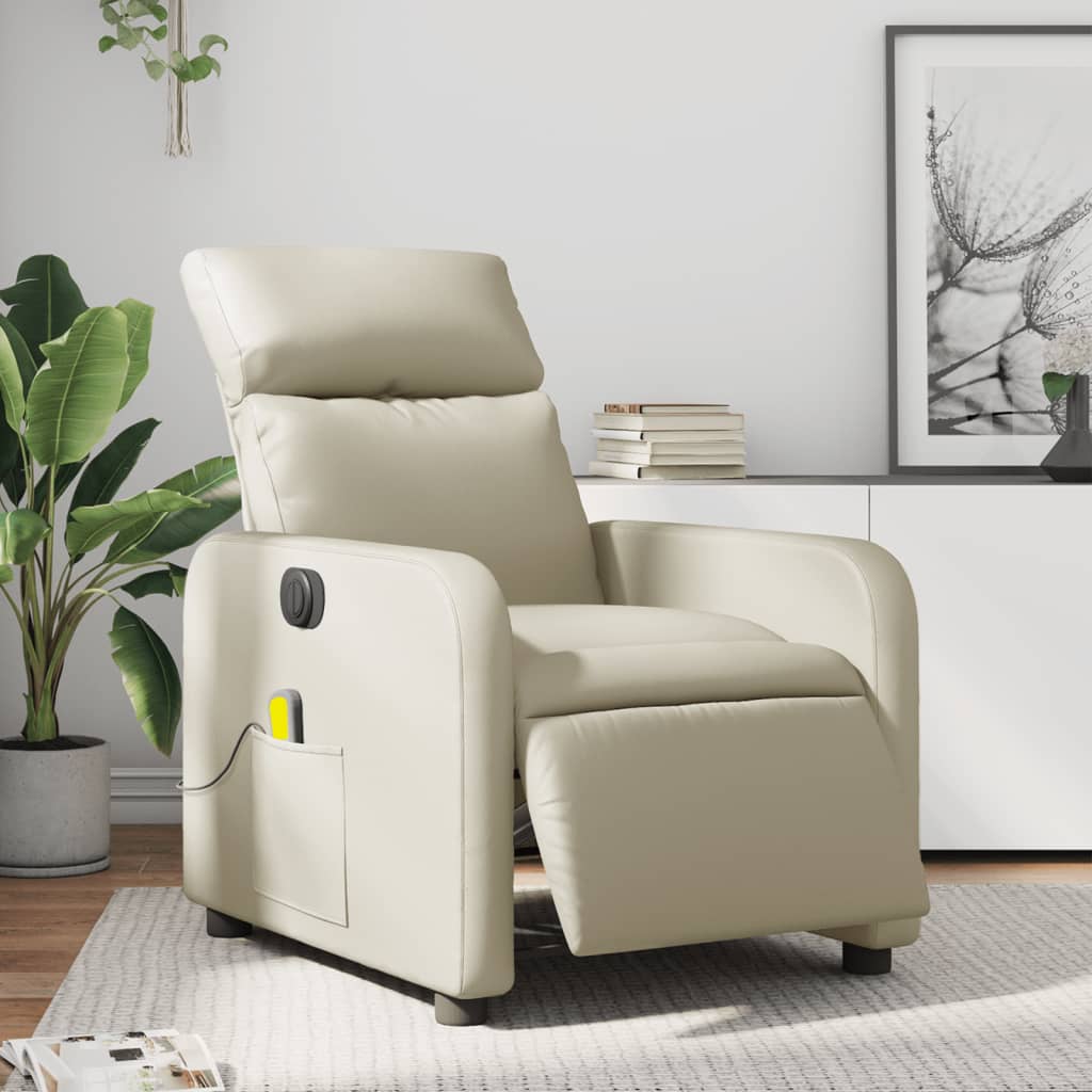 Fauteuil de massage inclinable électrique crème similicuir - XIOS