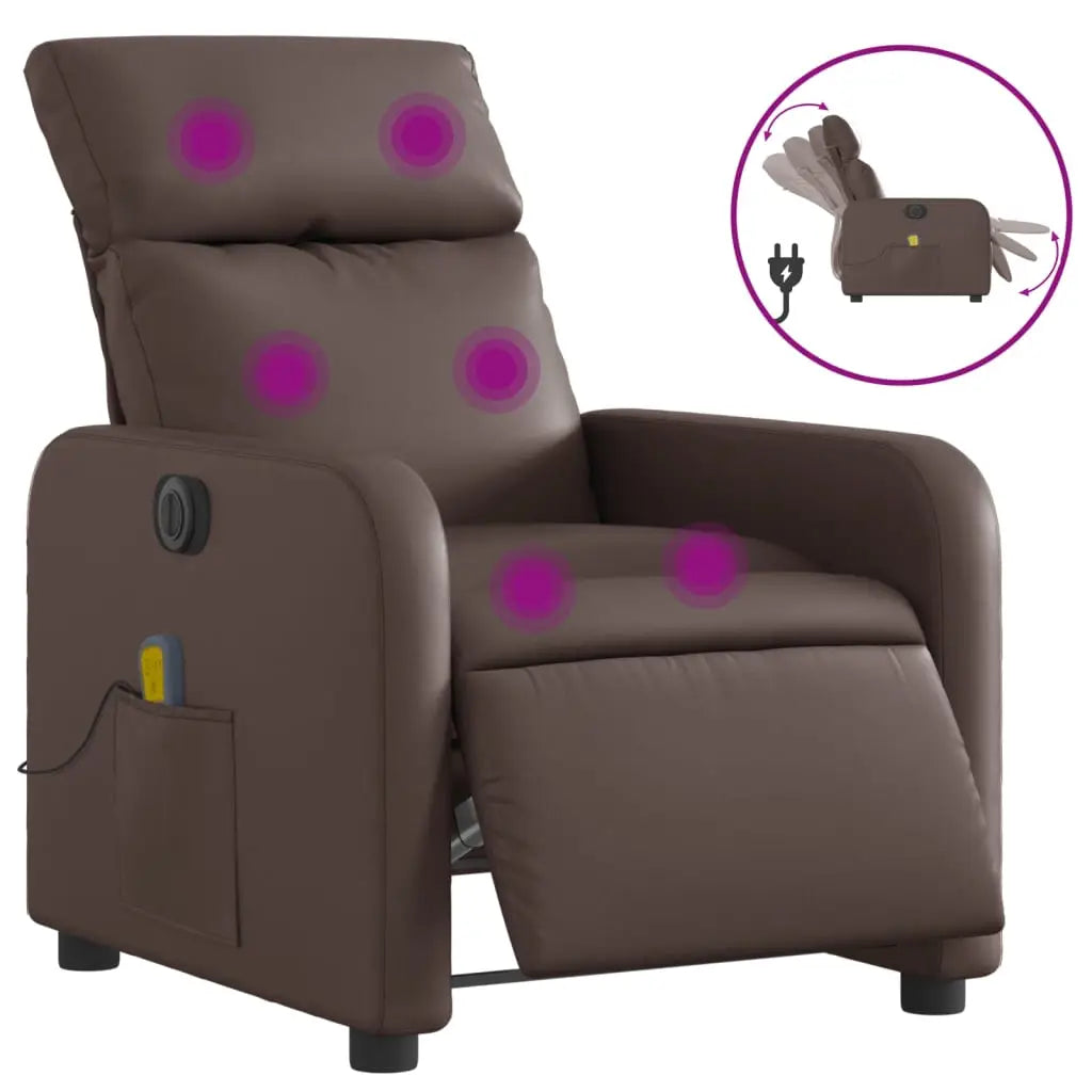 Fauteuil de massage inclinable électrique marron similicuir - XIOS