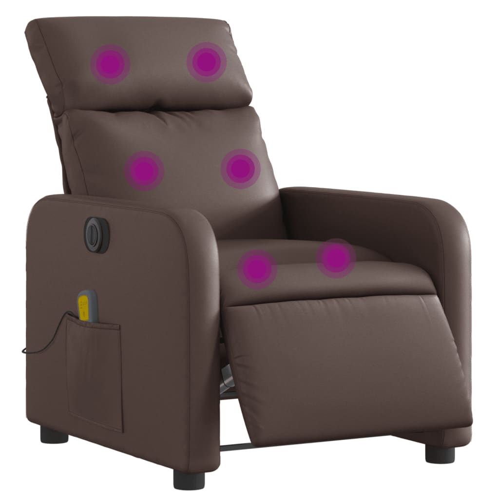 Fauteuil de massage inclinable électrique marron similicuir - XIOS