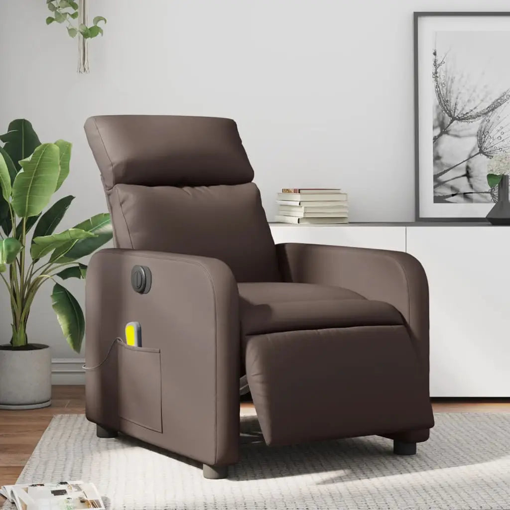 Fauteuil de massage inclinable électrique marron similicuir - XIOS