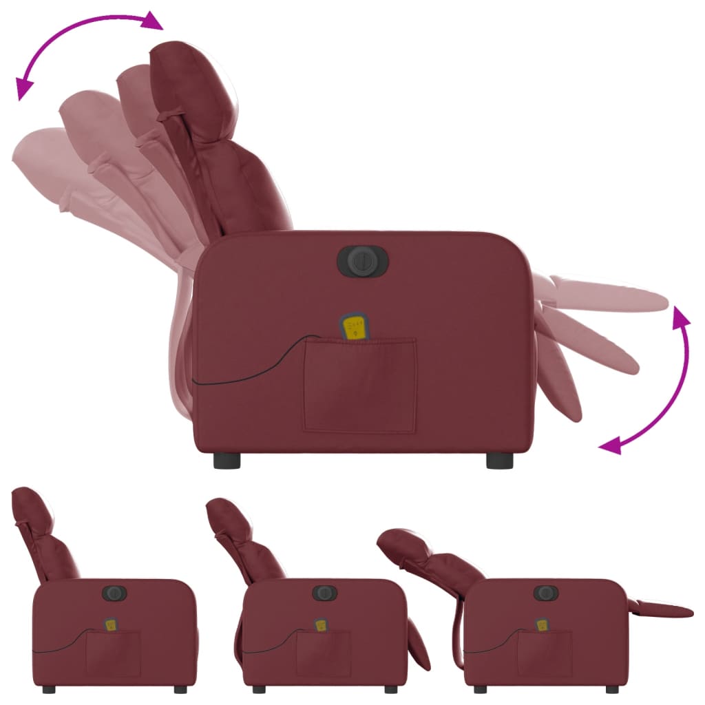 Fauteuil de massage inclinable électrique rouge bordeaux - XIOS