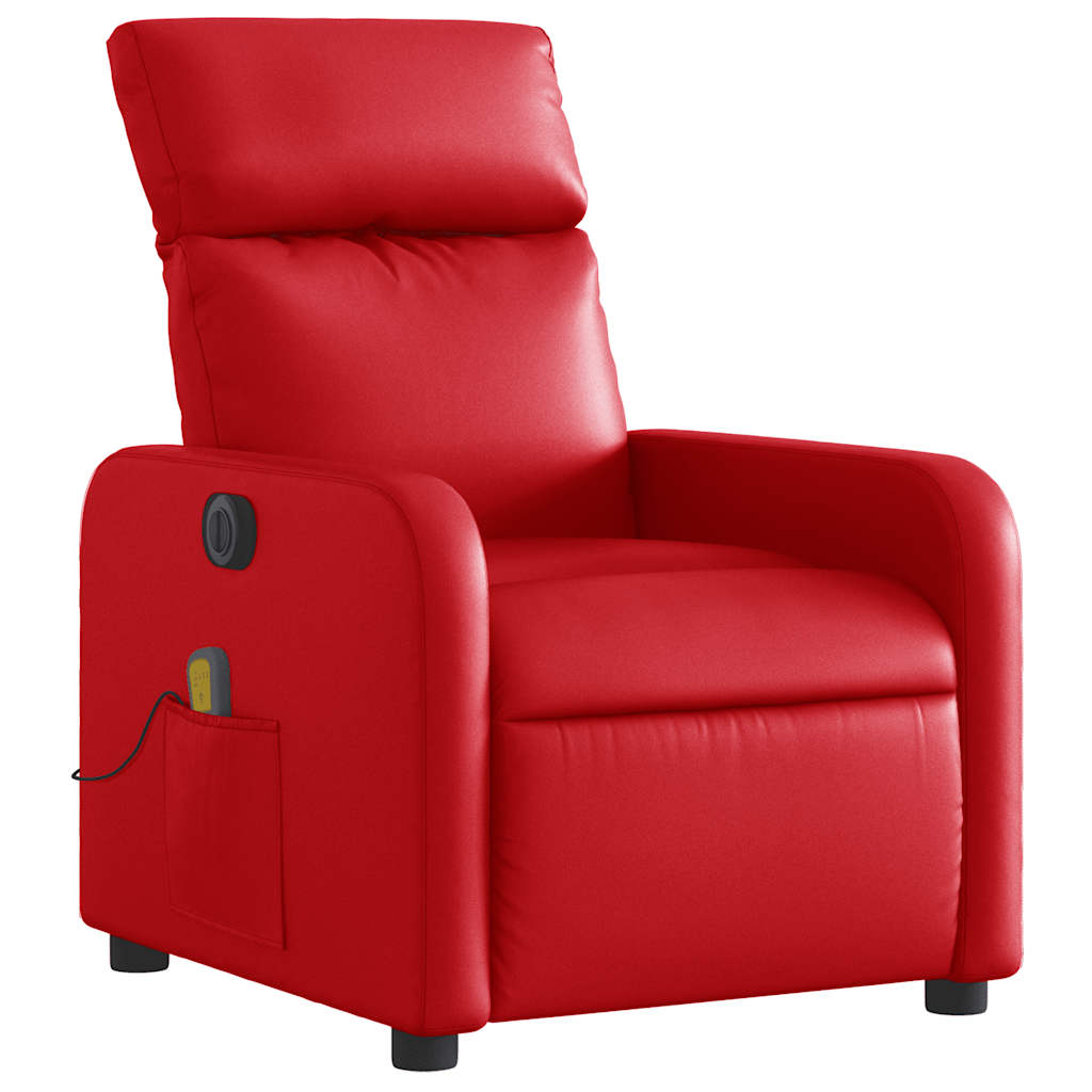 Fauteuil de massage inclinable électrique rouge similicuir - XIOS