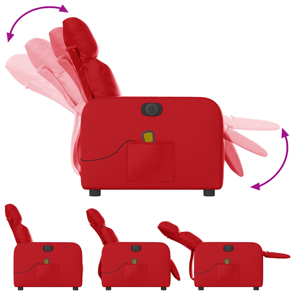 Fauteuil de massage inclinable électrique rouge similicuir - XIOS