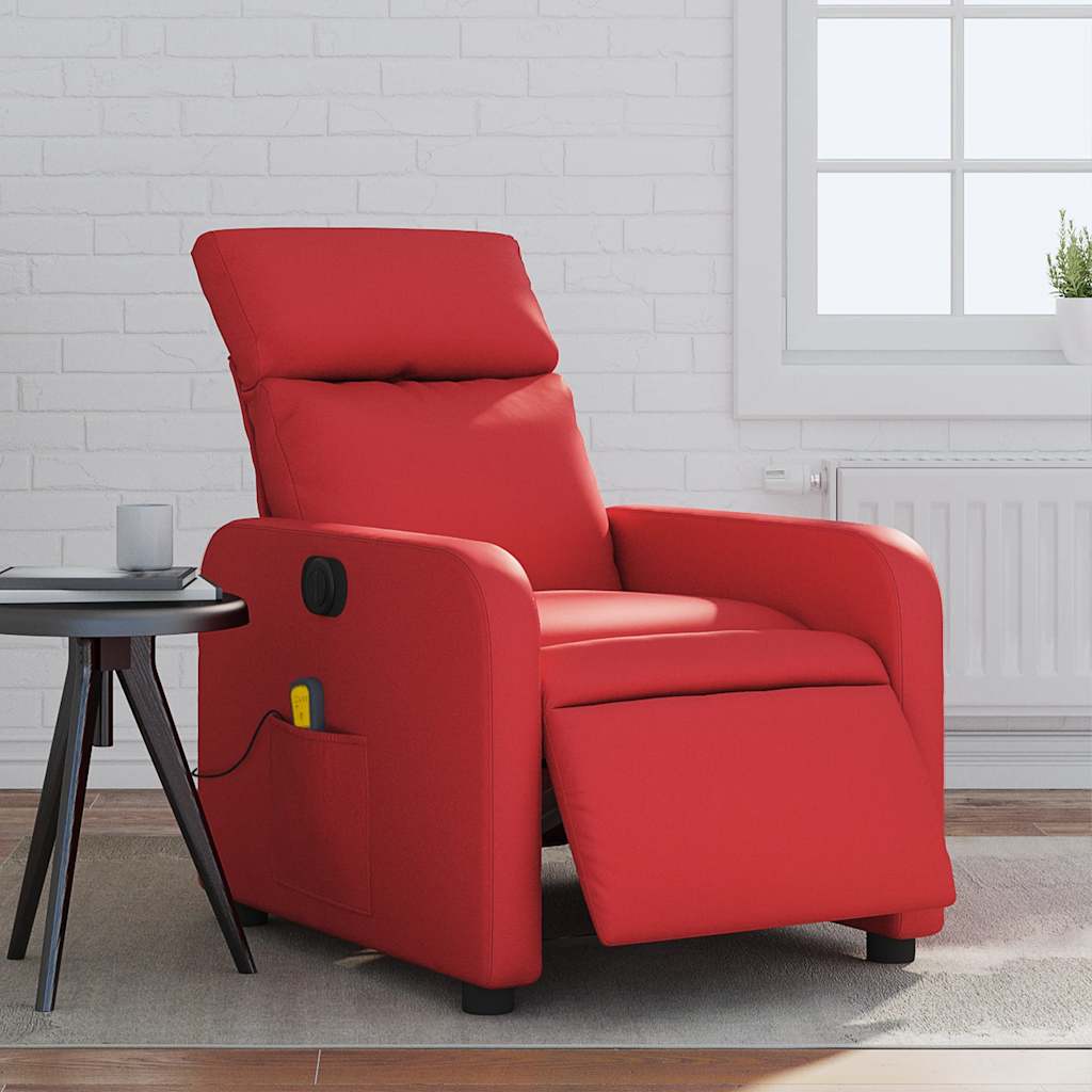Fauteuil de massage inclinable électrique rouge similicuir - XIOS