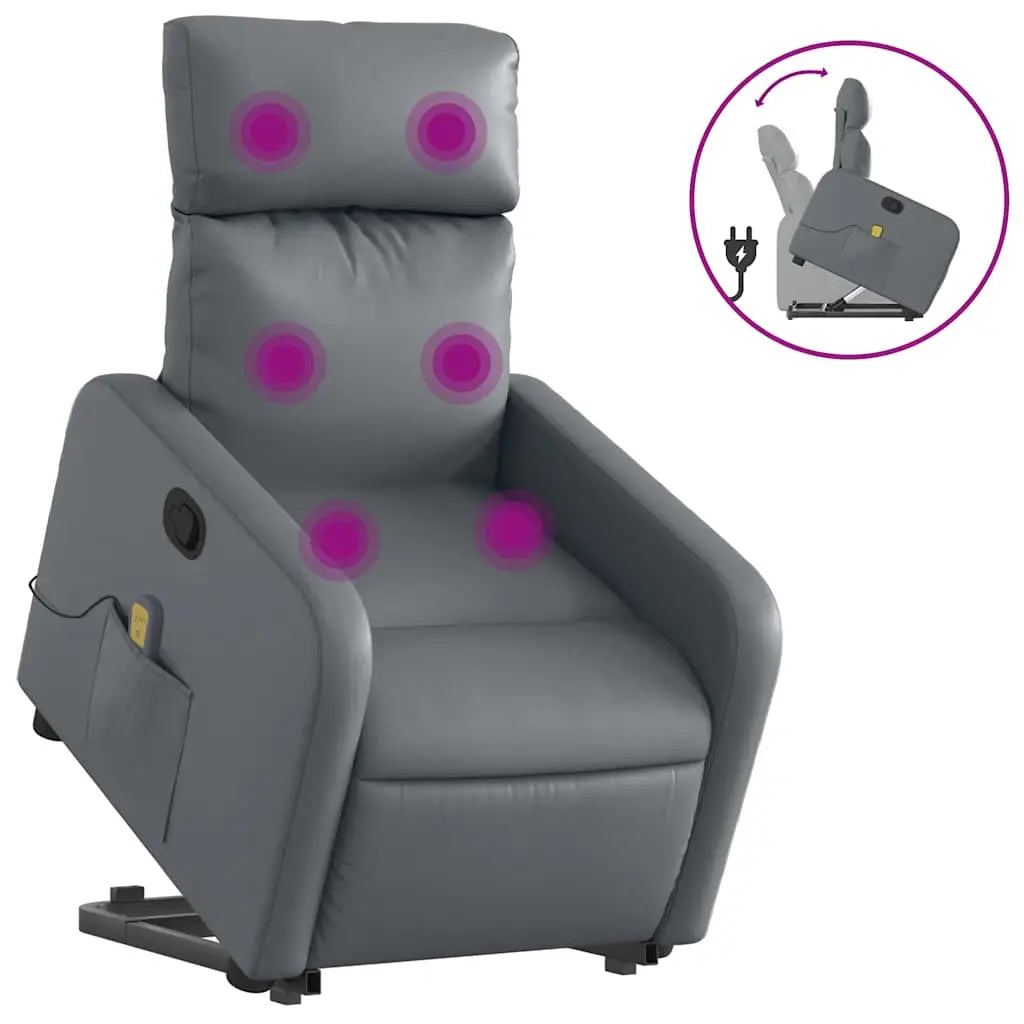 Fauteuil inclinable de massage Gris Similicuir - XIOS