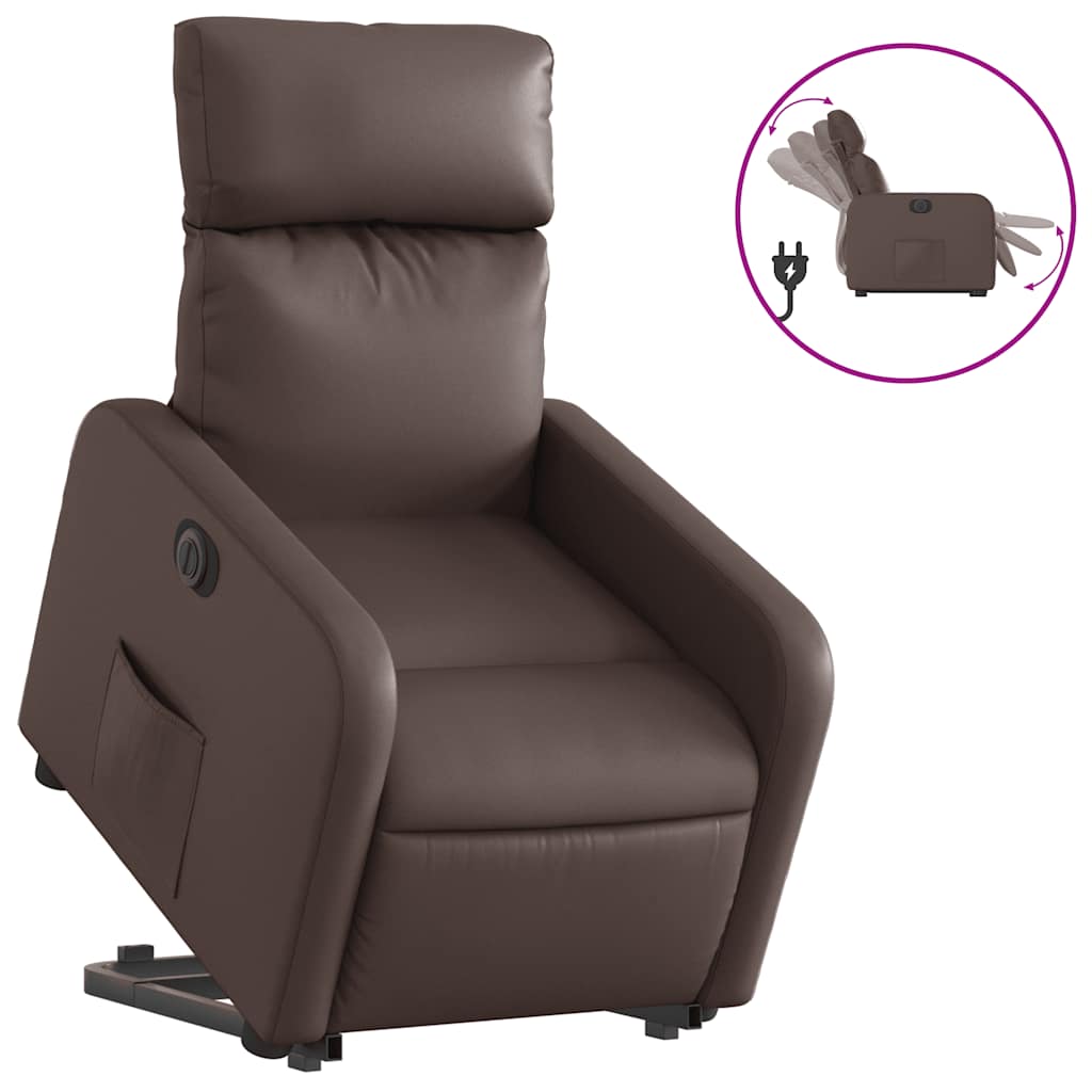 Fauteuil inclinable électrique marron similicuir - XIOS