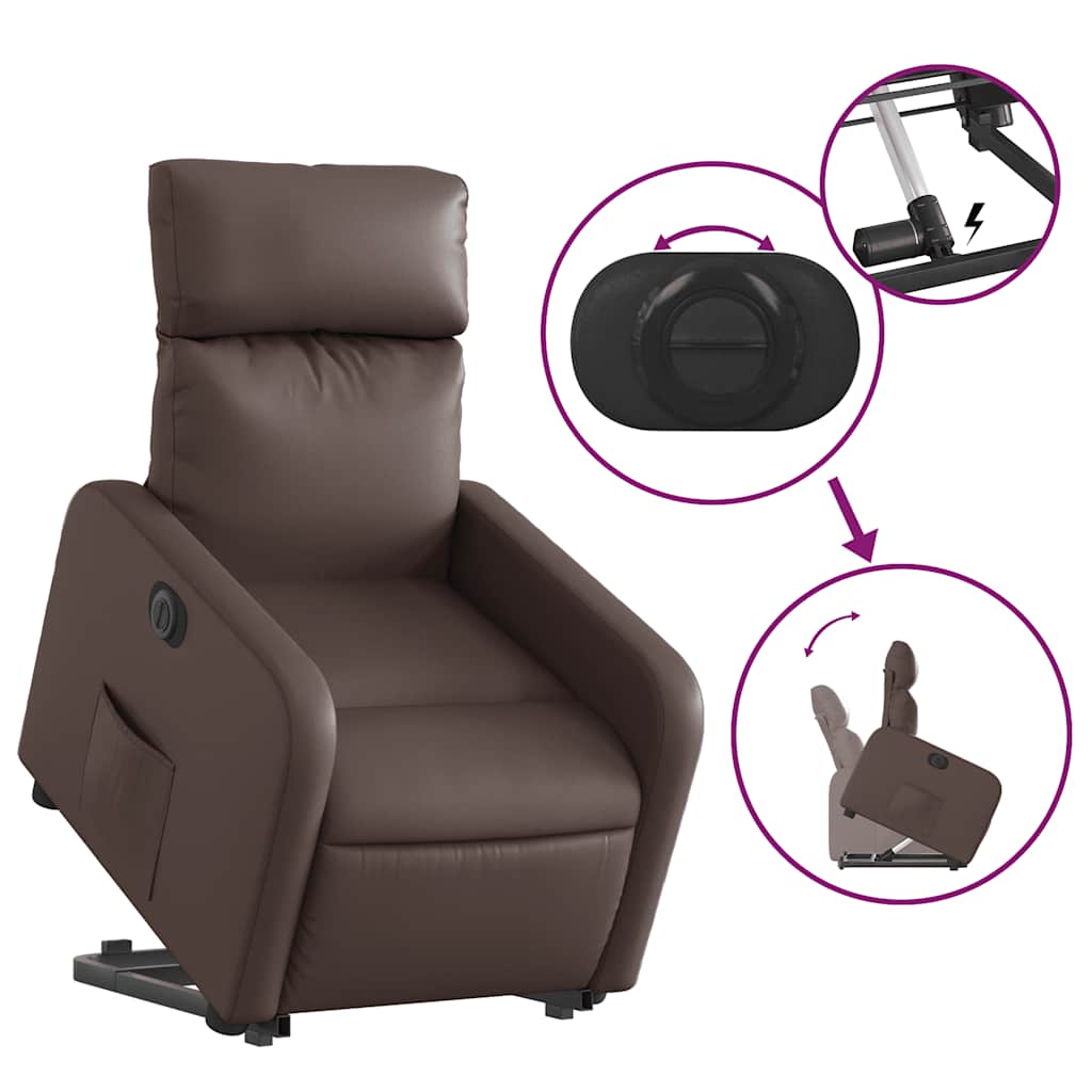 Fauteuil inclinable électrique marron similicuir - XIOS