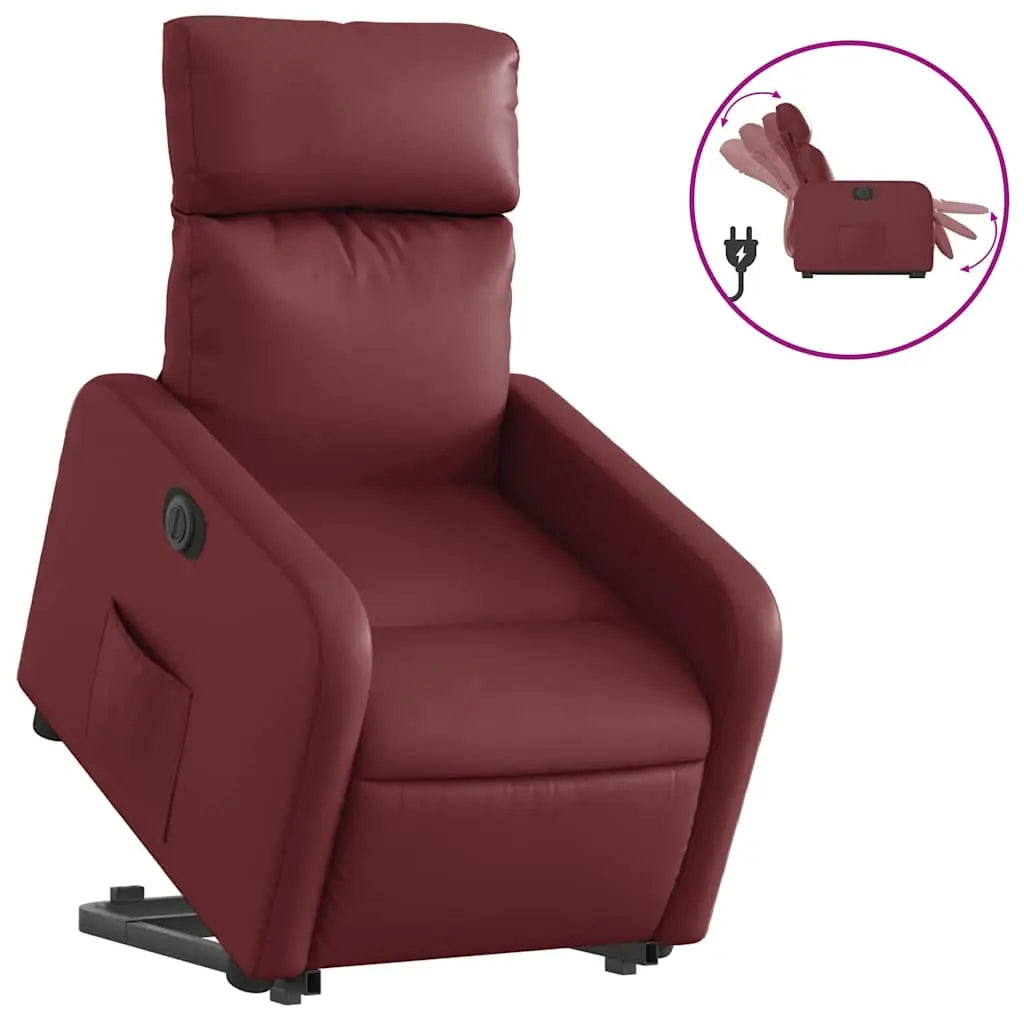 Fauteuil inclinable électrique rouge bordeaux similicuir - XIOS