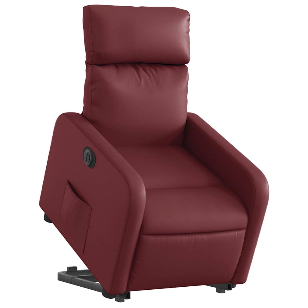 Fauteuil inclinable électrique rouge bordeaux similicuir - XIOS