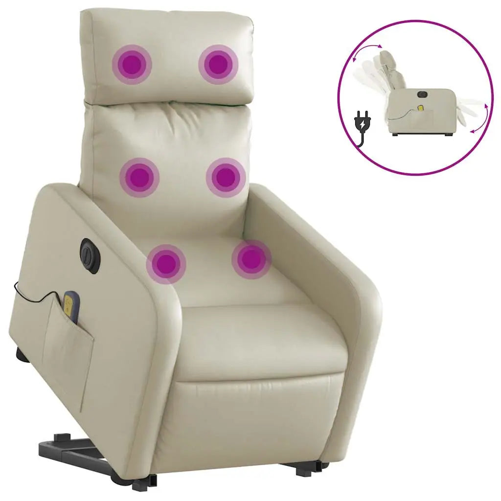 Fauteuil inclinable de massage électrique crème similicuir - XIOS