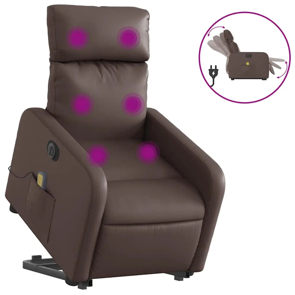 Fauteuil inclinable de massage électrique marron similicuir - XIOS